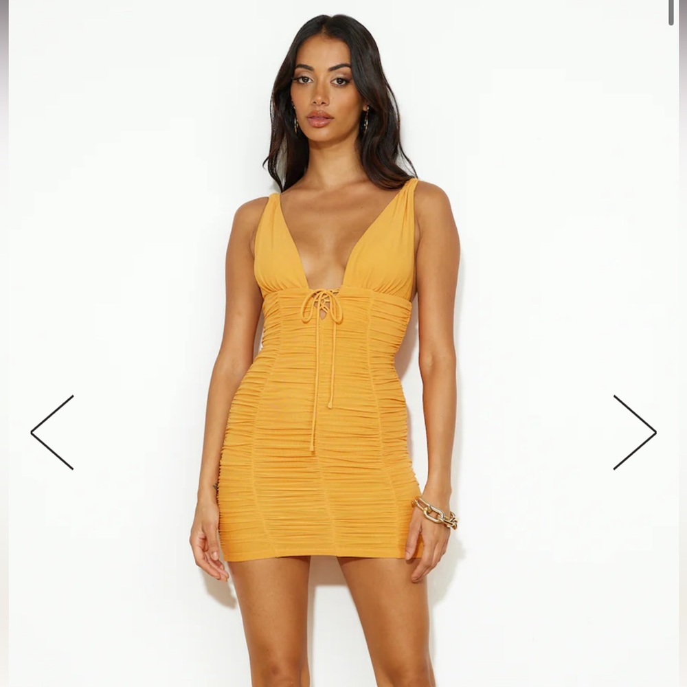 Hello Molly orange “turn up the music” mini dress in medium and large